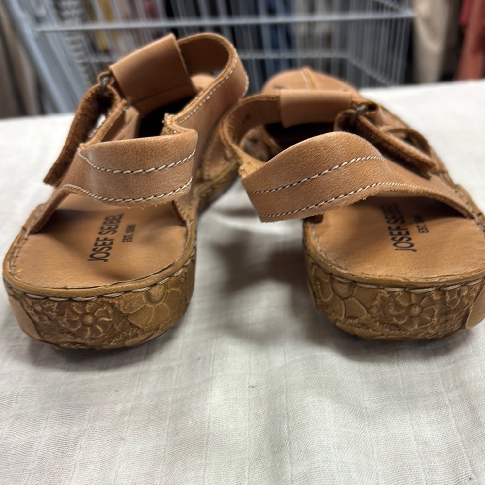 Josef Seibel Rosalie Tan Leather Sandals Casual Comfort - Picture 4 of 7